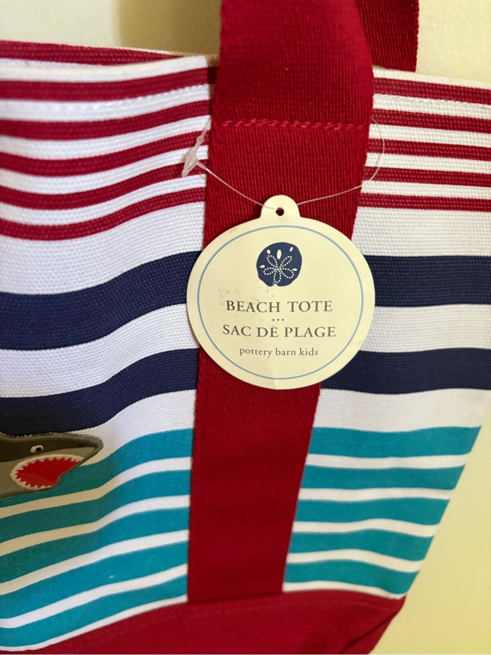 Pottery Barn Kids Red, Navy and White Striped Beach Tote SET OF TWO - Picture 4 of 7